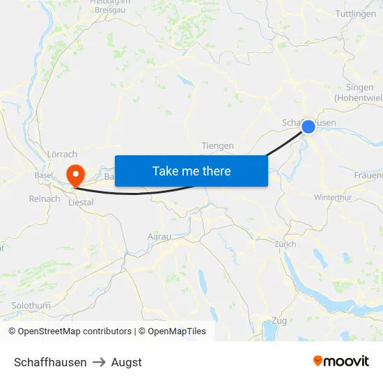 Schaffhausen to Augst map