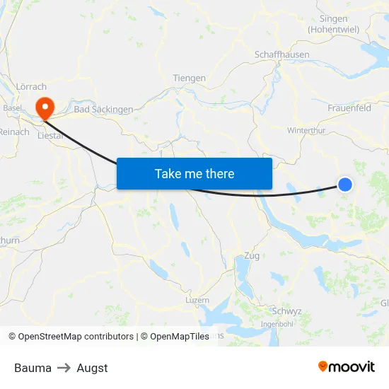 Bauma to Augst map