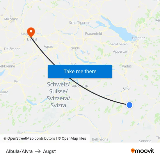 Albula/Alvra to Augst map