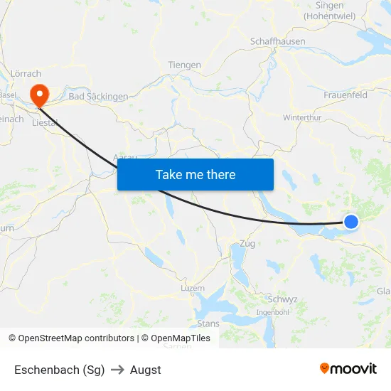 Eschenbach (Sg) to Augst map