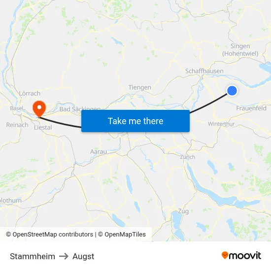 Stammheim to Augst map