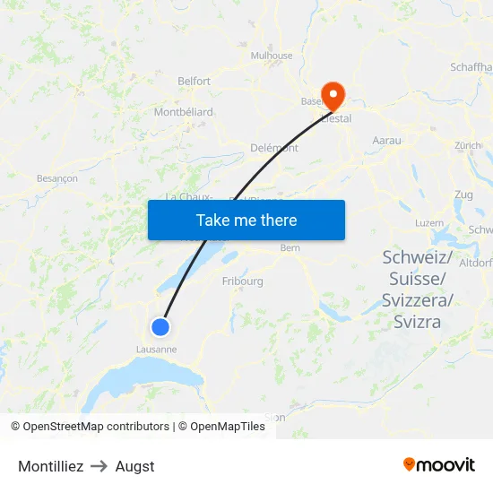 Montilliez to Augst map