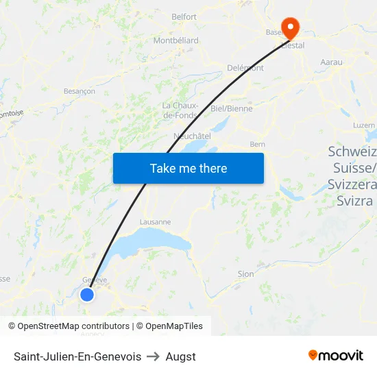 Saint-Julien-En-Genevois to Augst map