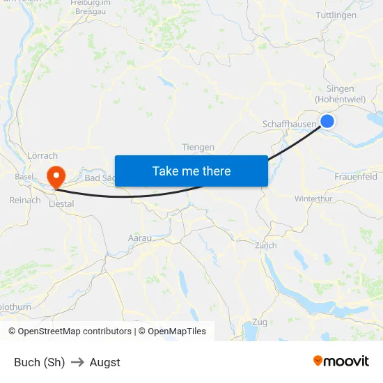 Buch (Sh) to Augst map