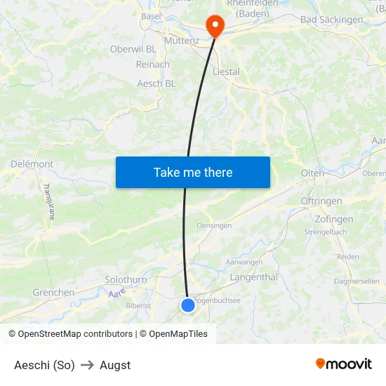 Aeschi (So) to Augst map