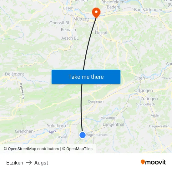 Etziken to Augst map
