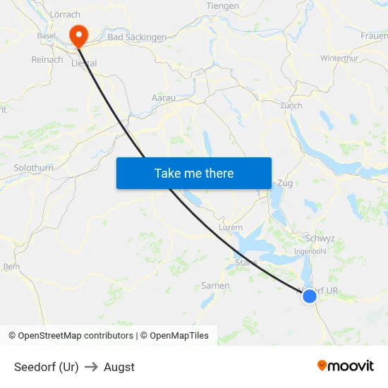 Seedorf (Ur) to Augst map