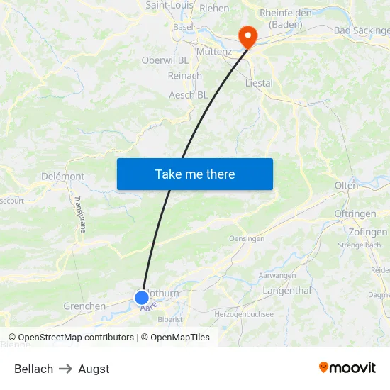 Bellach to Augst map