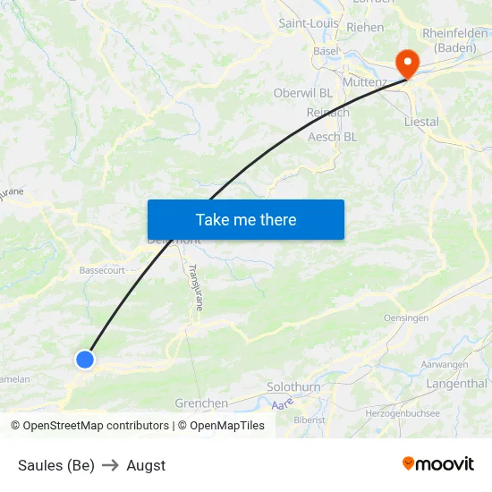 Saules (Be) to Augst map