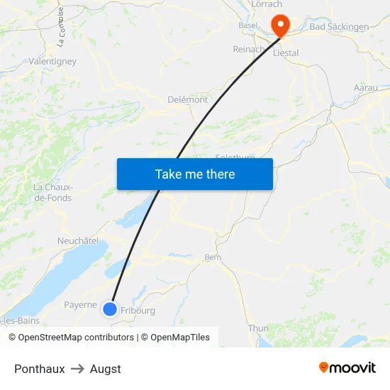 Ponthaux to Augst map