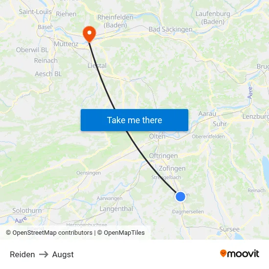 Reiden to Augst map