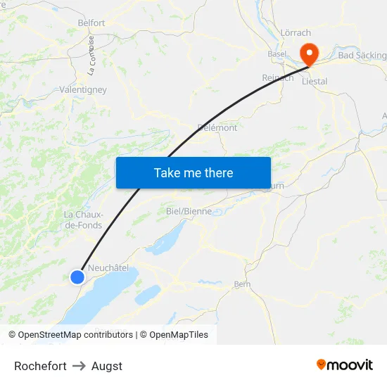 Rochefort to Augst map
