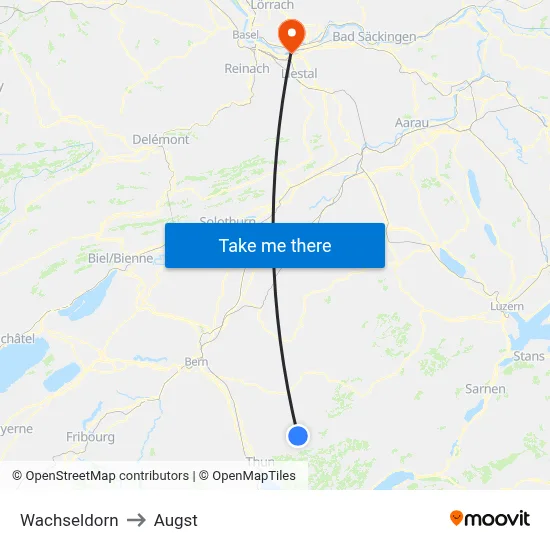 Wachseldorn to Augst map