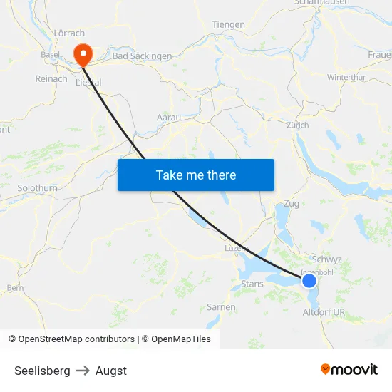 Seelisberg to Augst map