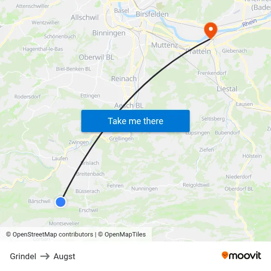 Grindel to Augst map