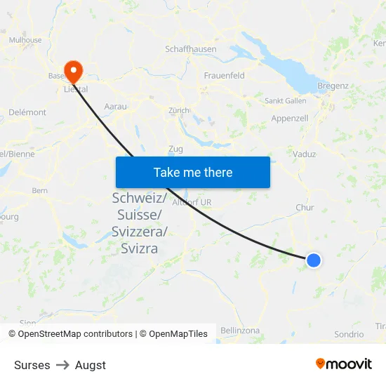 Surses to Augst map