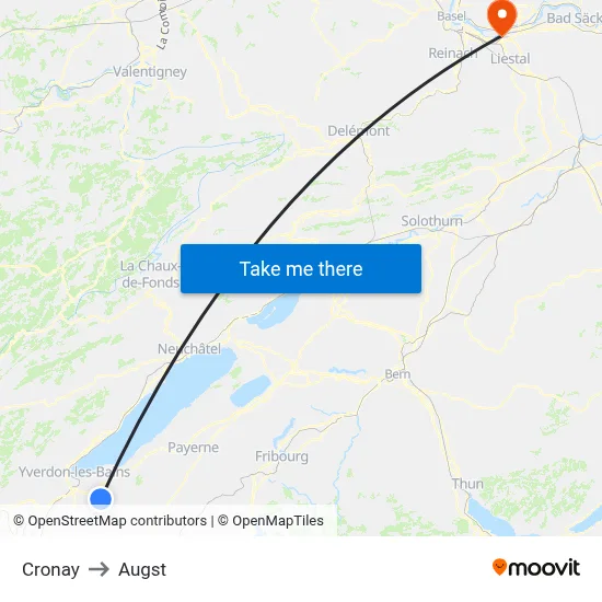 Cronay to Augst map