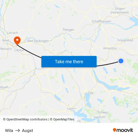 Wila to Augst map