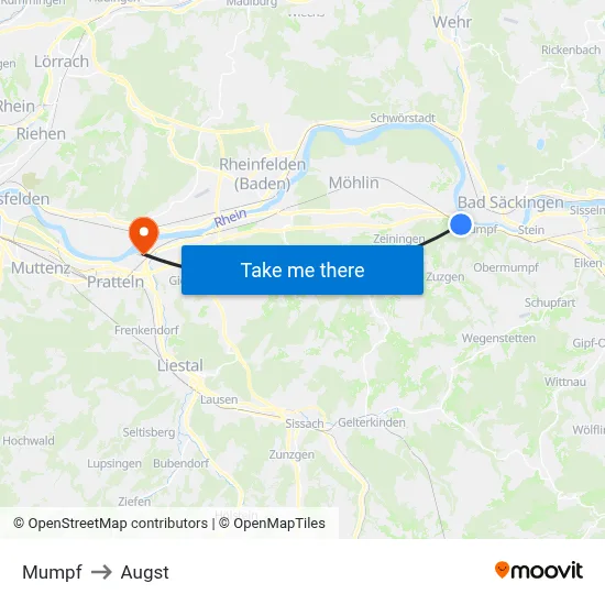Mumpf to Augst map