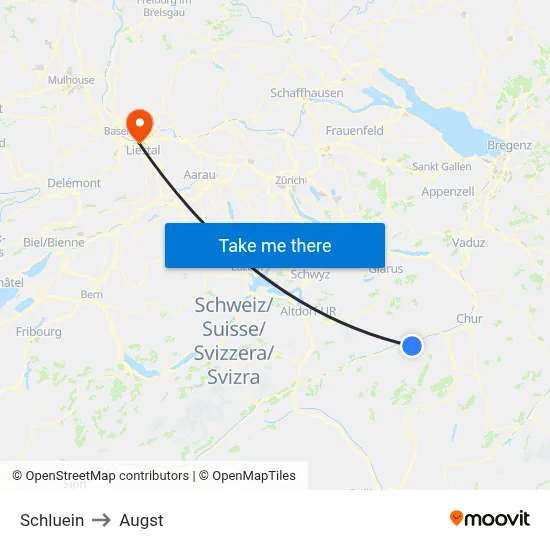 Schluein to Augst map
