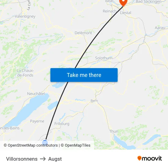 Villorsonnens to Augst map