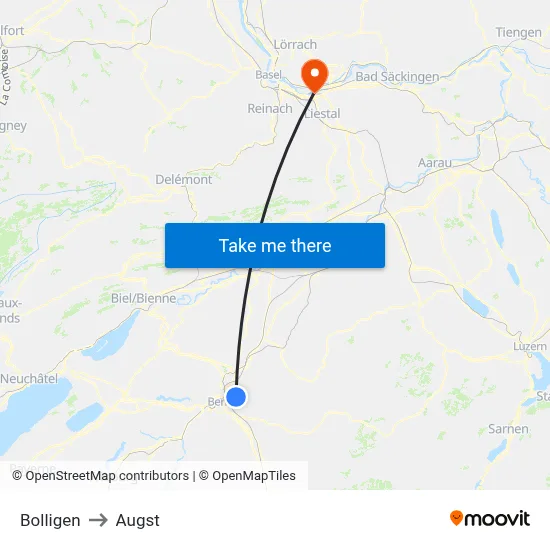 Bolligen to Augst map