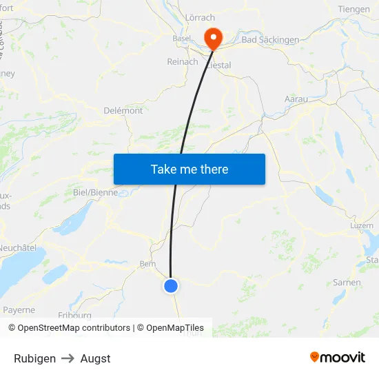 Rubigen to Augst map