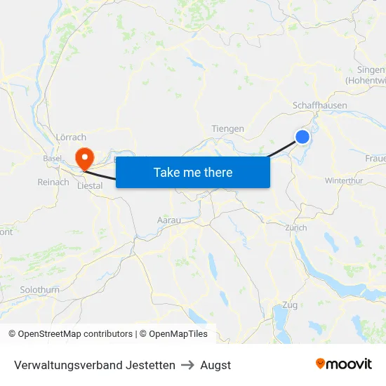 Verwaltungsverband Jestetten to Augst map