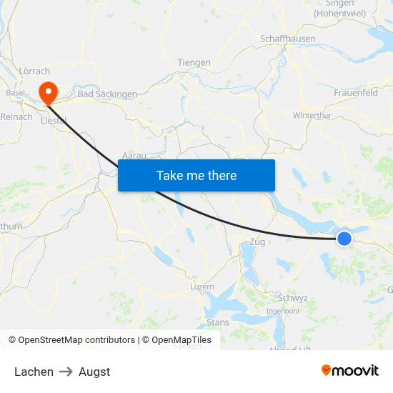 Lachen to Augst map