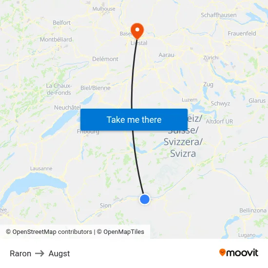 Raron to Augst map