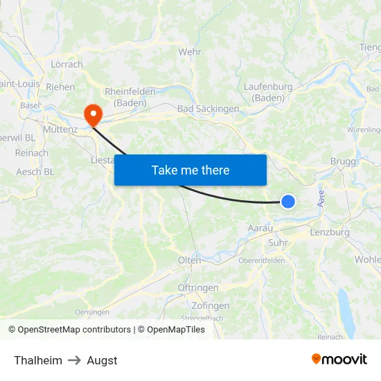Thalheim to Augst map