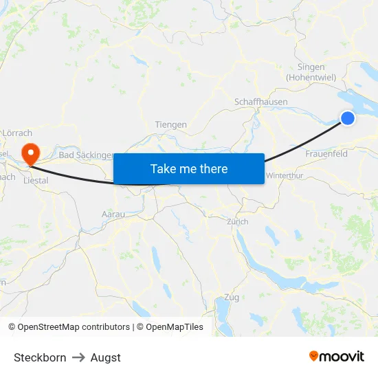 Steckborn to Augst map
