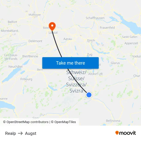 Realp to Augst map
