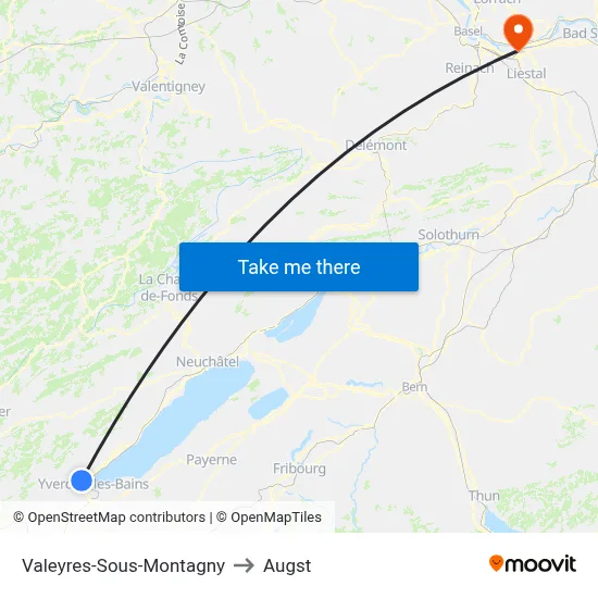 Valeyres-Sous-Montagny to Augst map