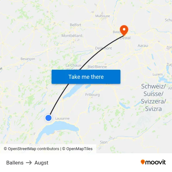 Ballens to Augst map