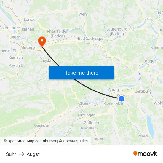 Suhr to Augst map