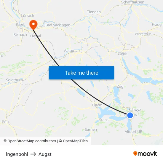 Ingenbohl to Augst map