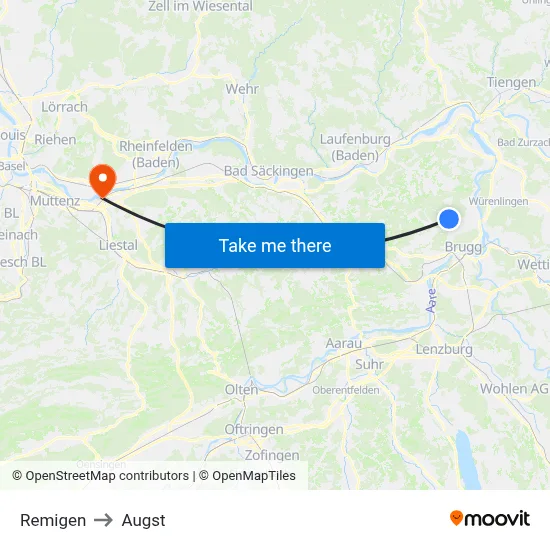 Remigen to Augst map
