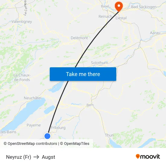 Neyruz (Fr) to Augst map