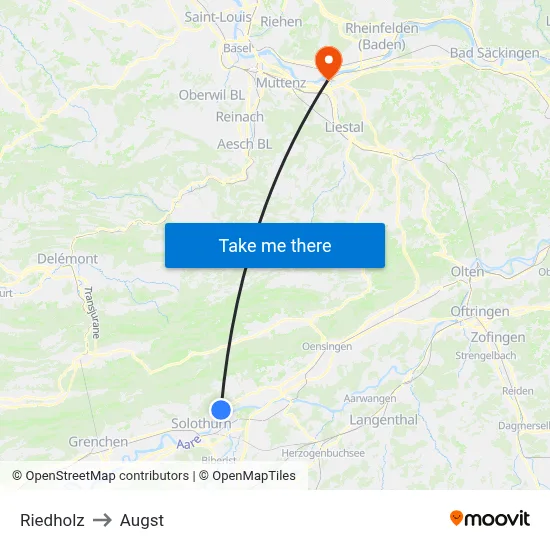 Riedholz to Augst map