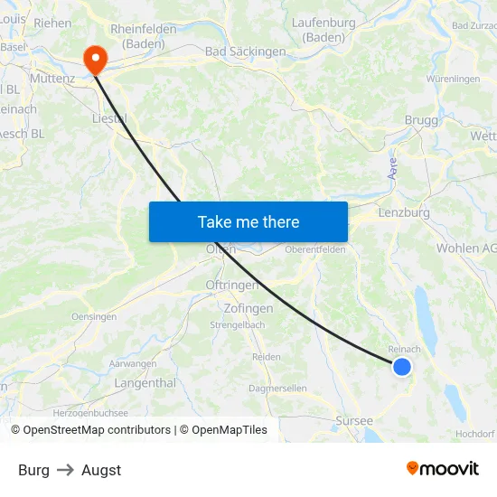 Burg to Augst map