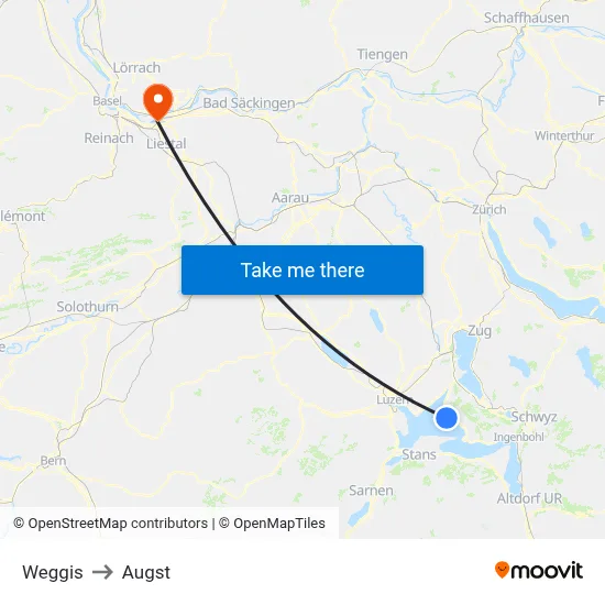 Weggis to Augst map