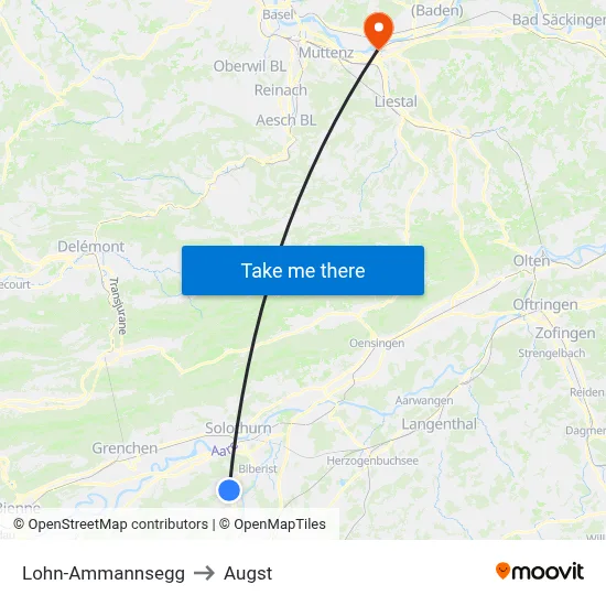 Lohn-Ammannsegg to Augst map