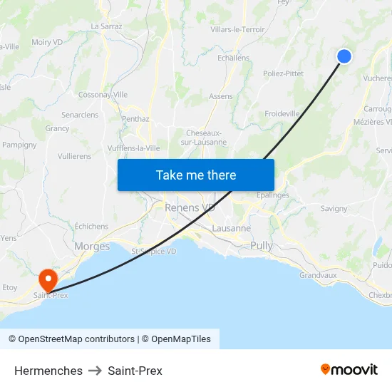 Hermenches to Saint-Prex map