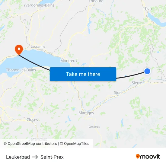 Leukerbad to Saint-Prex map