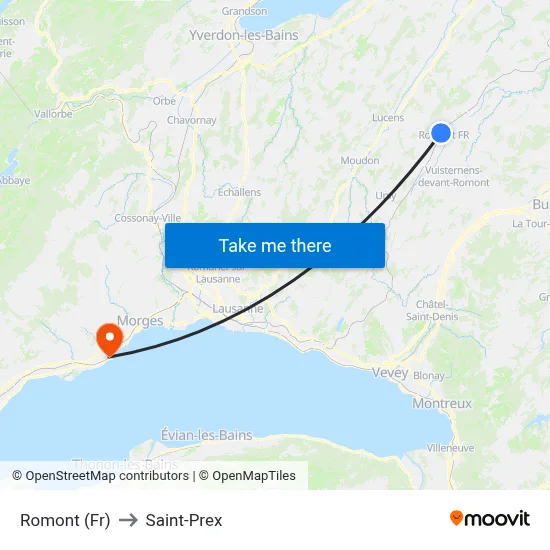 Romont (Fr) to Saint-Prex map