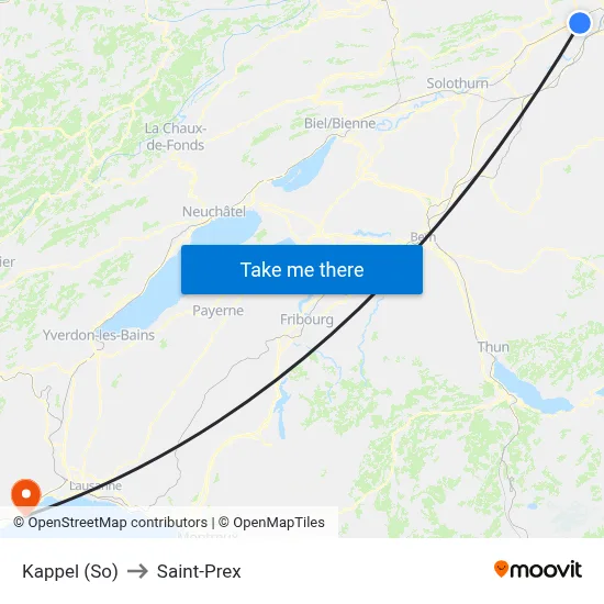 Kappel (So) to Saint-Prex map
