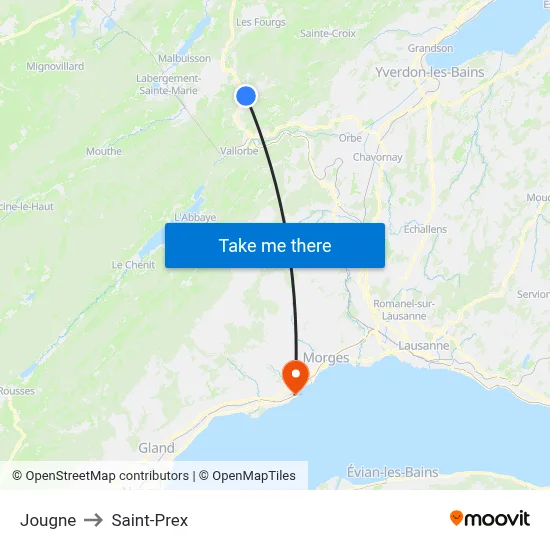 Jougne to Saint-Prex map