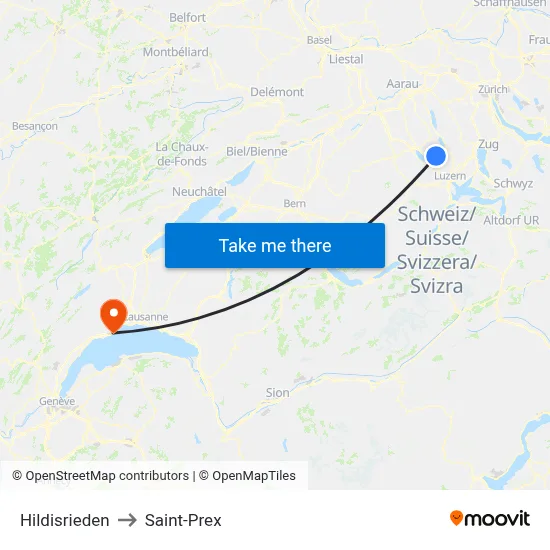 Hildisrieden to Saint-Prex map