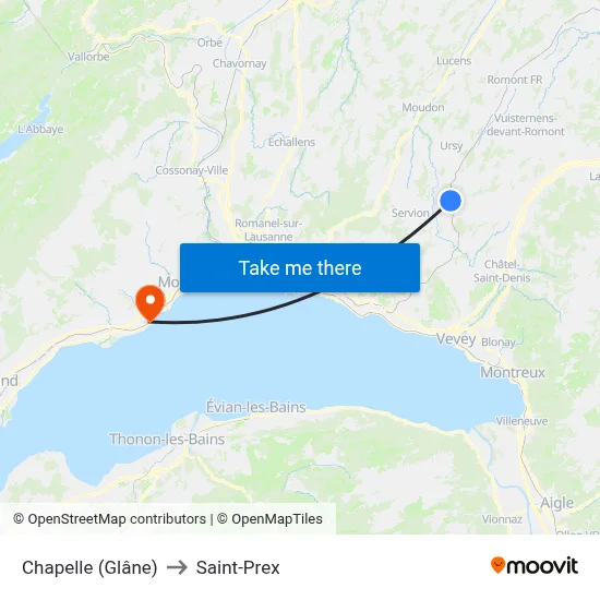 Chapelle (Glâne) to Saint-Prex map